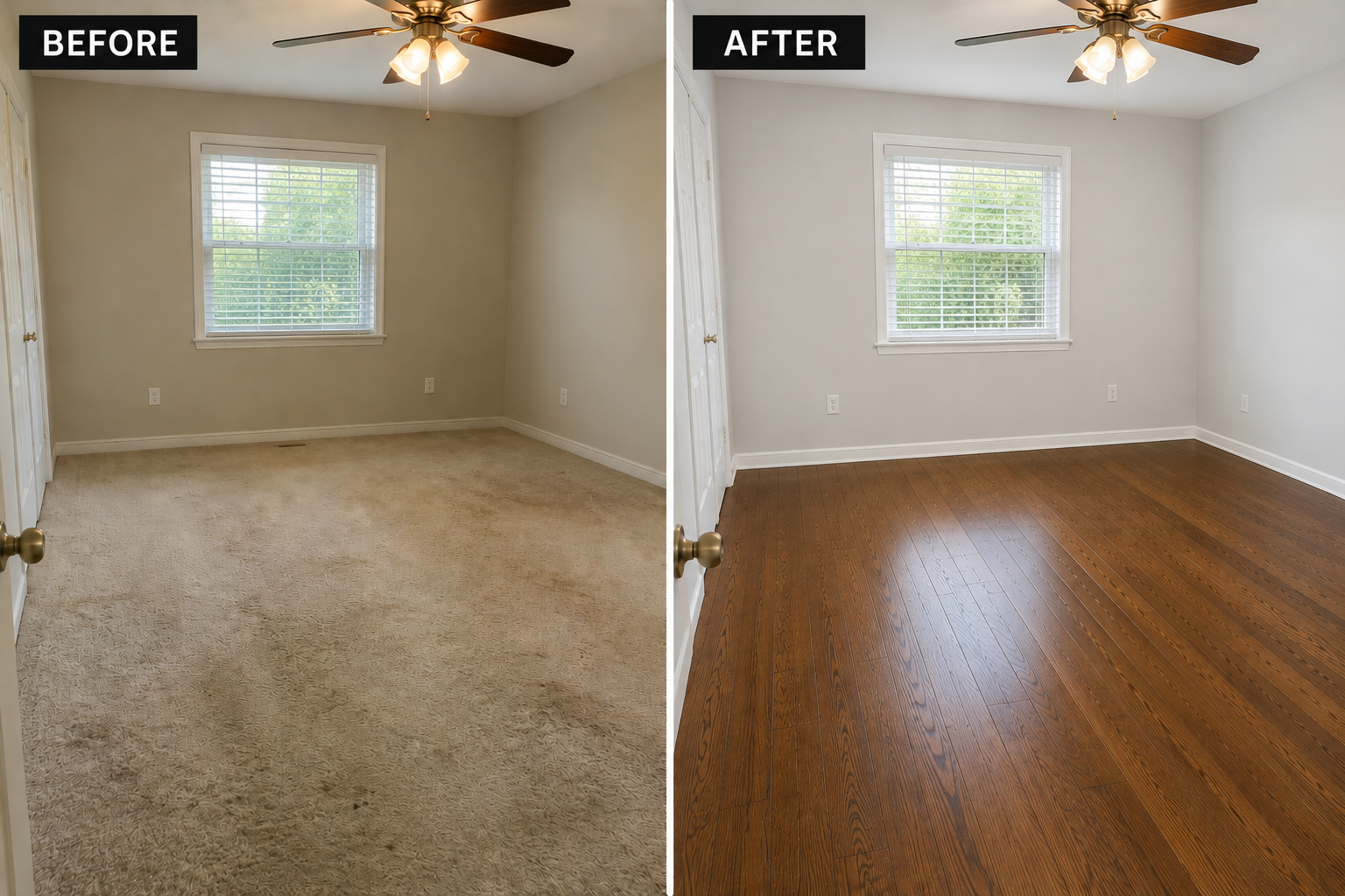 Before and after flooring project