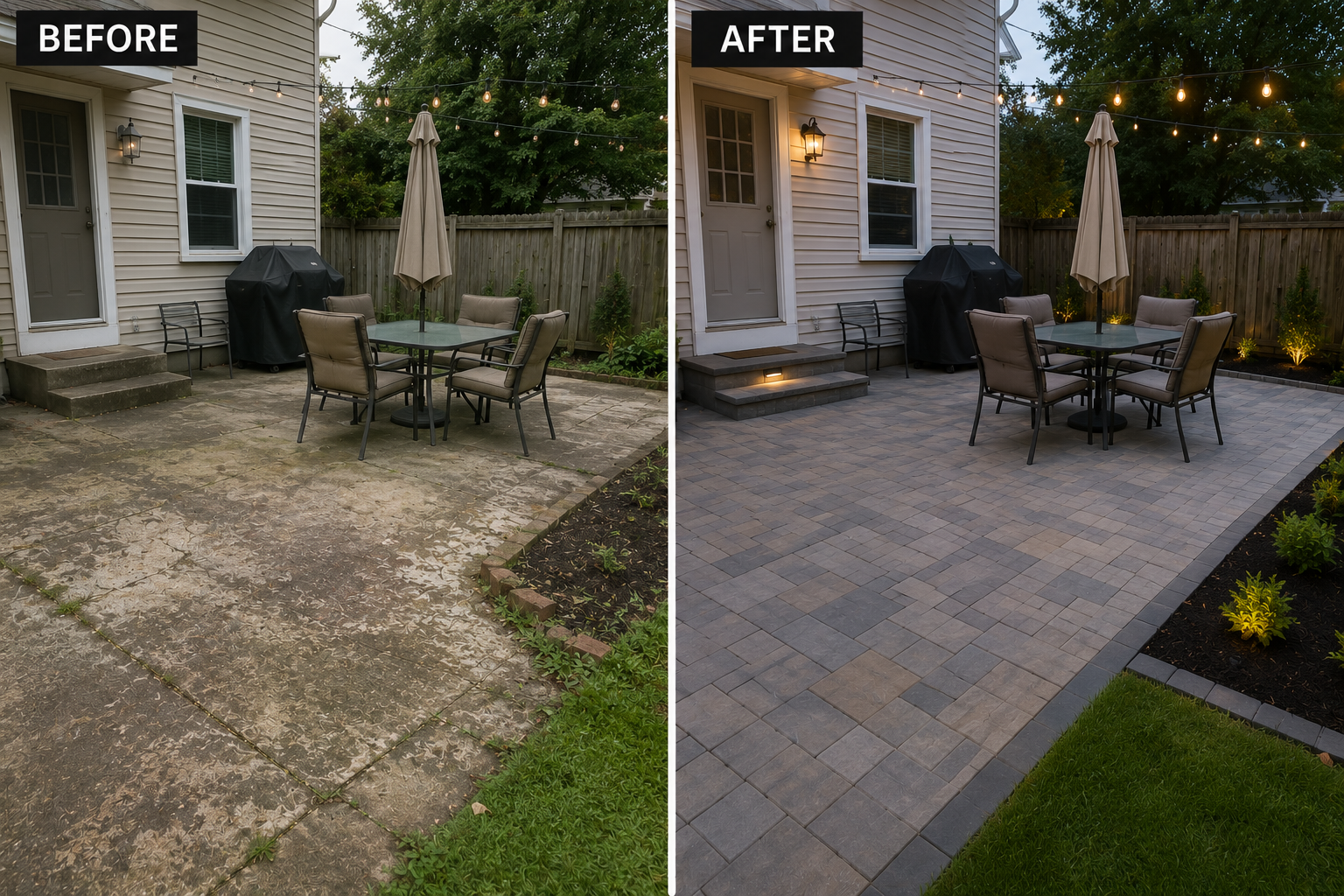 Before and after patio install